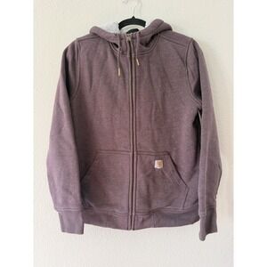 Carhartt Women Sherpa Lined Purple Hoodie Relaxed Fit Size Small Outdoor Cozy